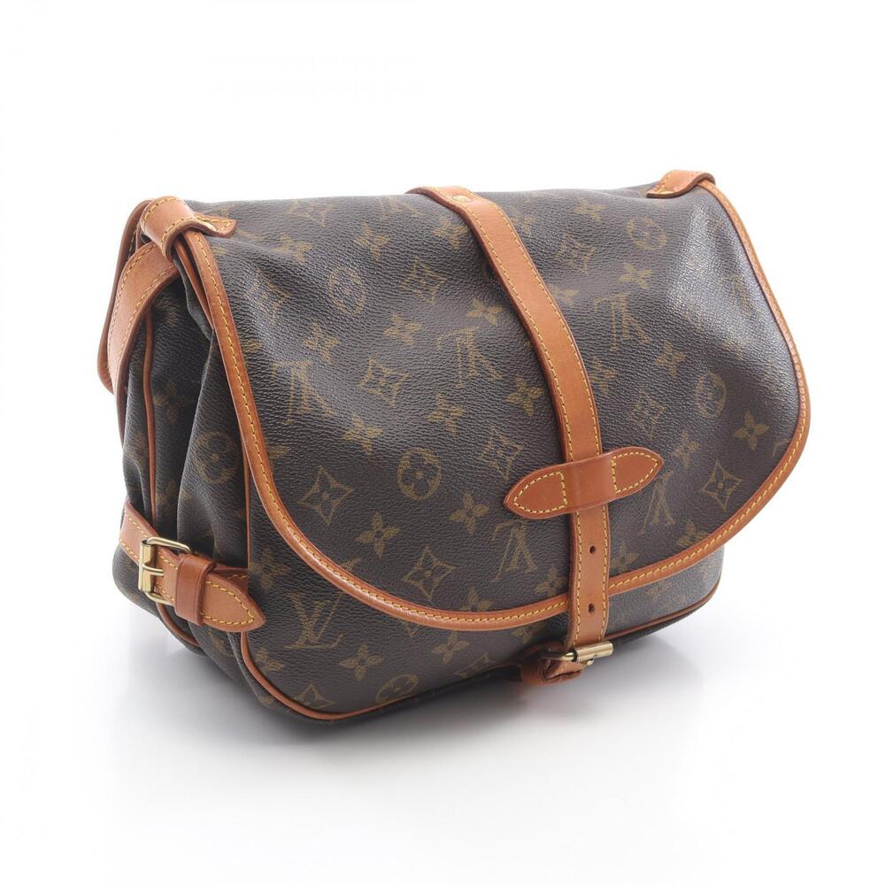 Louis Vuitton Canvas Brown Monogram Bag Saumur Leather Shoulder